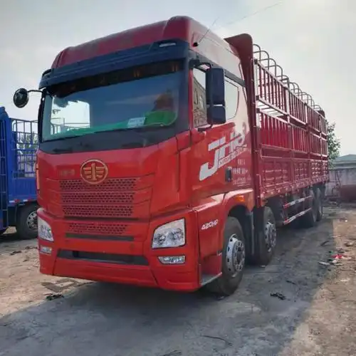 19年二手9米6高栏货车 前四后八高栏 解放jh6高栏 420马力