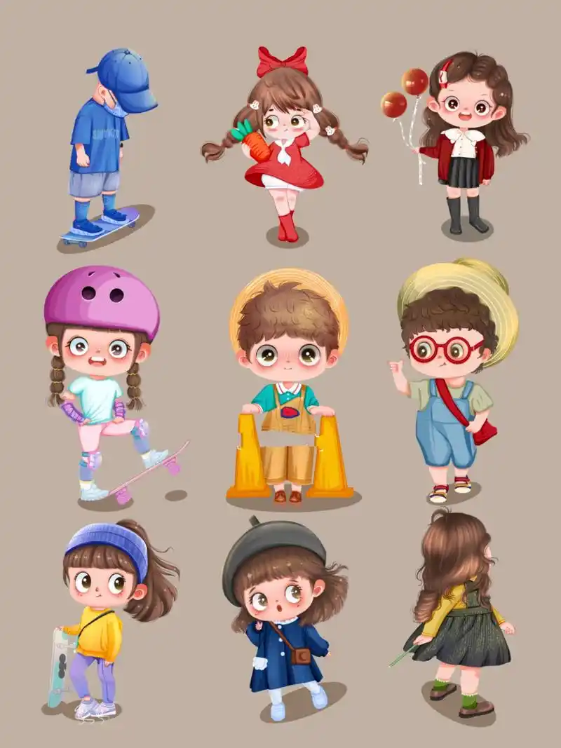 q版人物全身|九宫格|可爱卡通形象合集