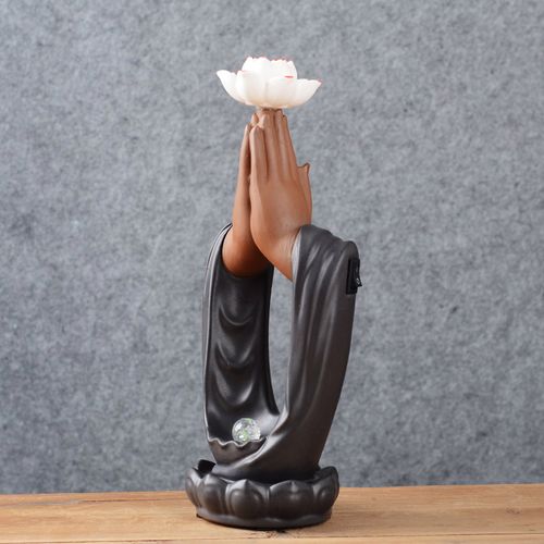 双手合十佛手摆件禅意莲花客厅电视壁柜办公桌摆件