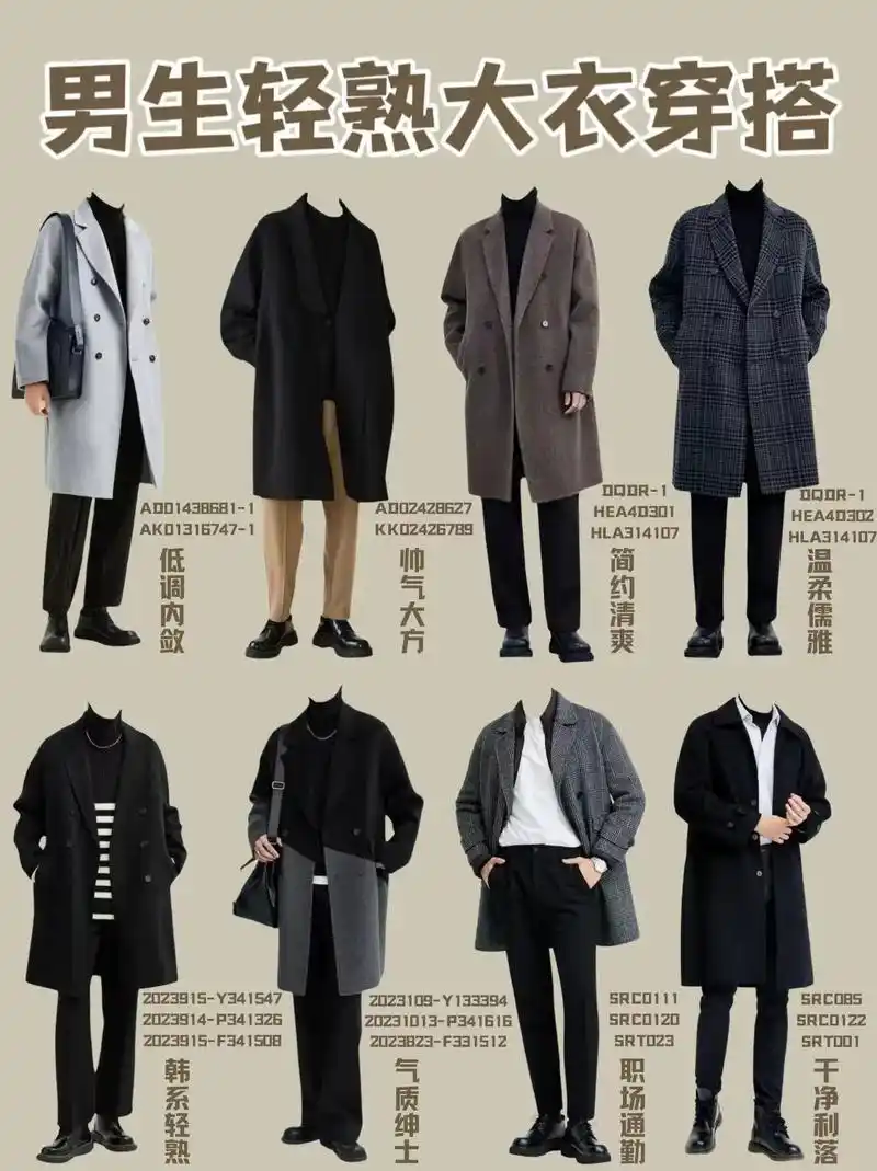 8套男生轻熟大衣穿搭丨冬季超值大衣推荐!