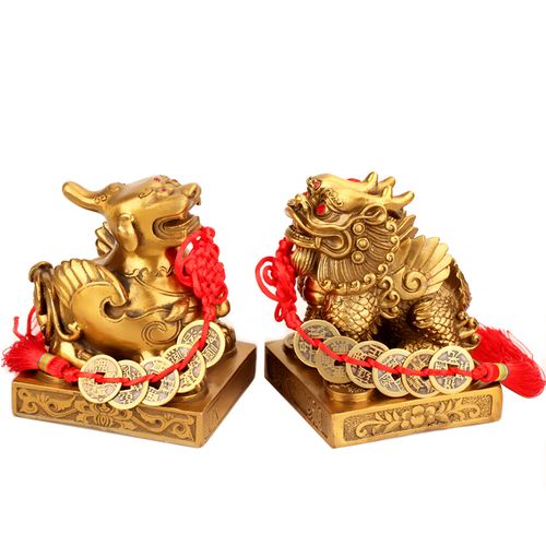 聚缘阁貔貅装摆件皮黄铜中式招财财富丘一居对家办公室饰工艺礼品