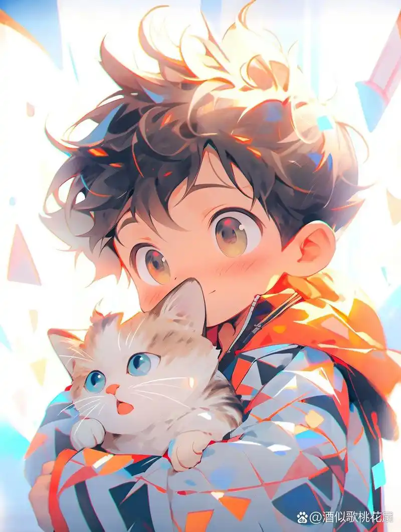 卡通男生头像|小男孩抱哈基米的组合