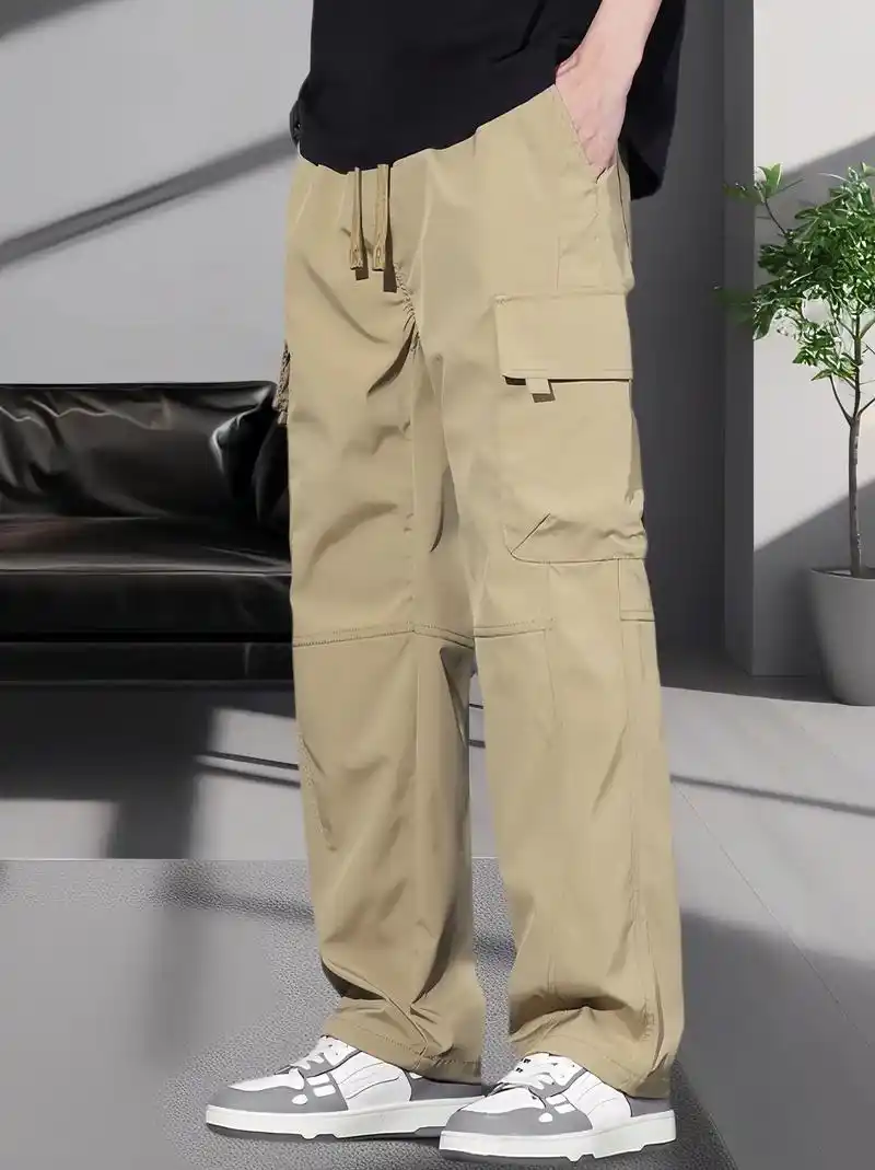 男士夏季薄款多口袋直筒工装休闲裤