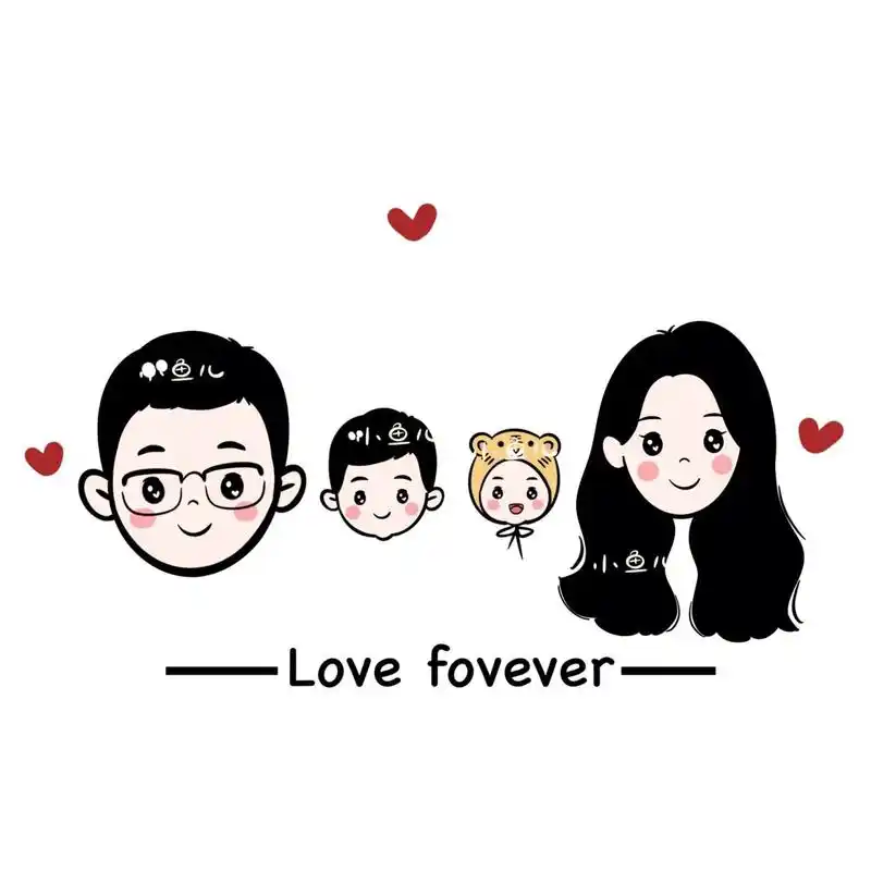 好看7815幸福满满的一家四口全家福头像 超可爱!超萌!