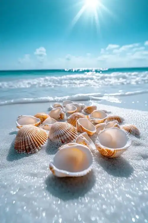 五彩贝壳沙滩图片
