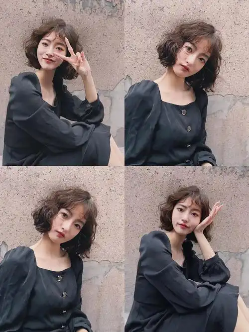 73超显脸小的女生短发法式港风烫发