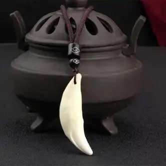 大号4749cm狼牙吊坠男士项链挂坠项坠藏獒牙真狗牙齿情侣个檀木镶银