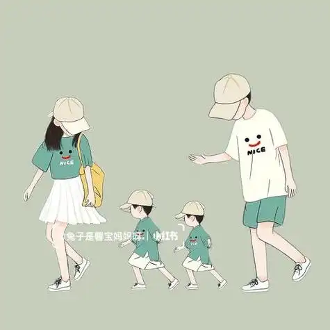 亲子手绘头像情侣头像亲子头像一家四口头像一家四口