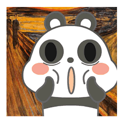 卡通 熊猫 红脸蛋 张大嘴 吃惊