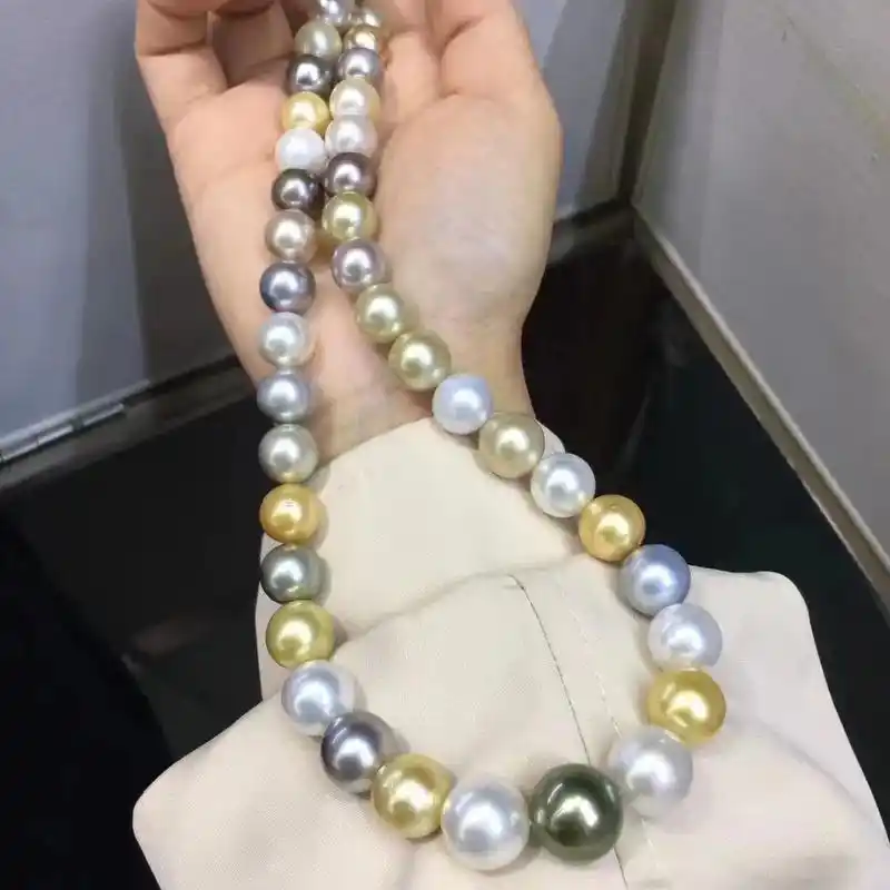 mikimoto海报款!10-13mm混彩海水珍珠项链!正圆 - 抖音