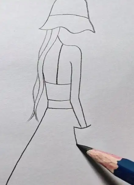 画侧面的女孩简笔画