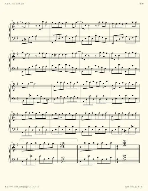 钢琴谱 - 陈慧娴《傻女》