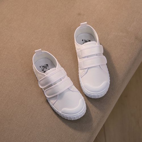布鞋儿童白球鞋软底绑带男童白布鞋小白鞋幼儿园童鞋帆布鞋