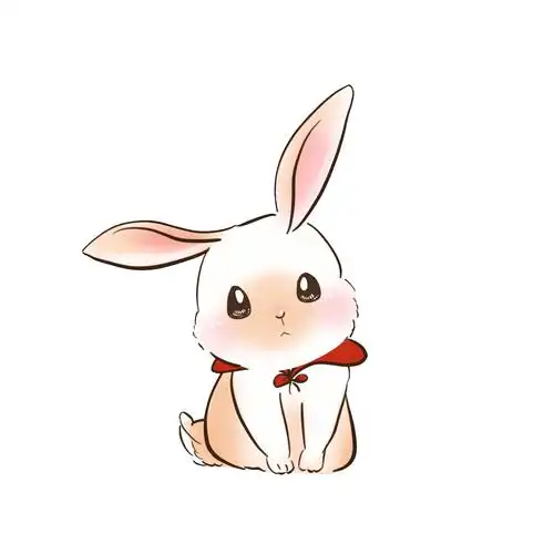 白色卡通红色围脖兔子元素gif动态图