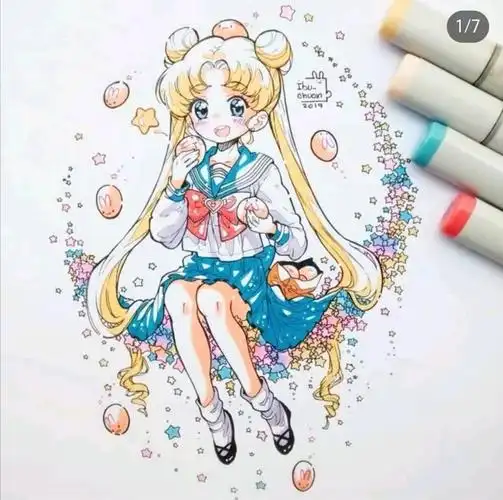 ins大神的马克笔q版美少女分享,还不赶紧收藏了画起来?