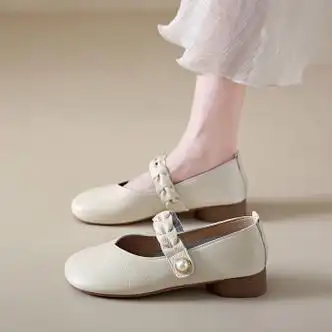 回力四季单鞋女2024新款真皮复古玛丽珍女鞋夏季软底舒适豆豆鞋妈妈鞋