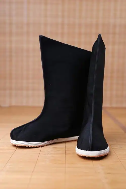 重回汉唐 原创品牌汉服配饰黑色棉布汉式手工布靴千层底男女靴