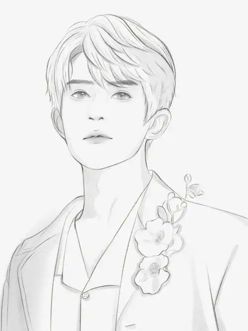易烊千玺线稿图