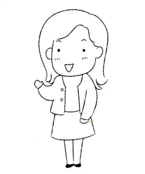 接着画出妈妈的双腿和鞋子.