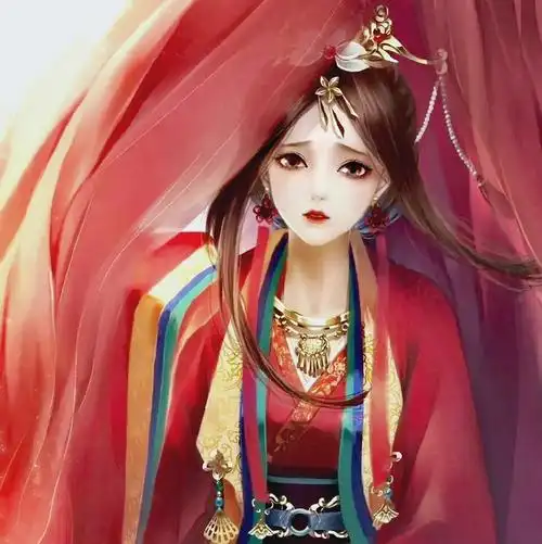 红色系古风女头