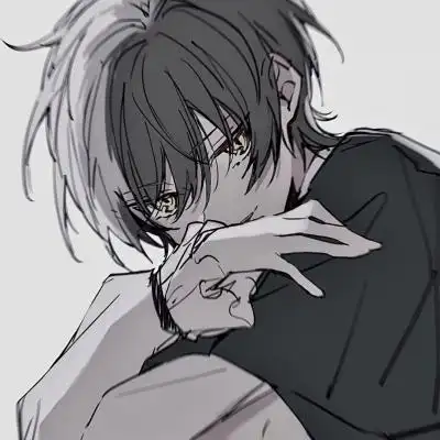 高级动漫男头黑白手绘图源网络