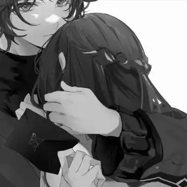 动漫二次元情侣头像黑白