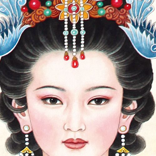 国画泰山奶奶老母碧霞元画像装饰画神像家用供奉国画