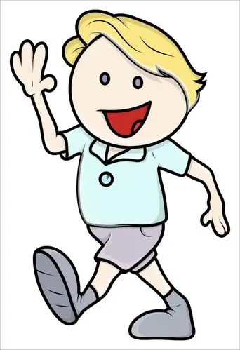 快乐的男孩行走卡通插画矢量