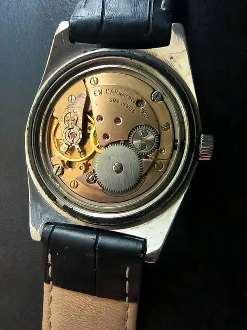 英纳格160手动上发条机械表成色比较新玫瑰金色机芯走时准确