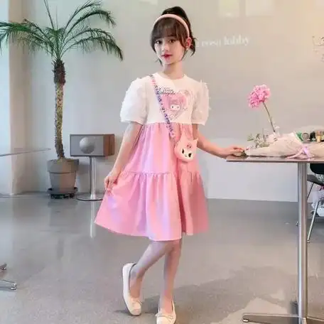 女童夏季新款可爱卡通甜美连衣裙韩版儿童小女孩夏装短袖公主裙