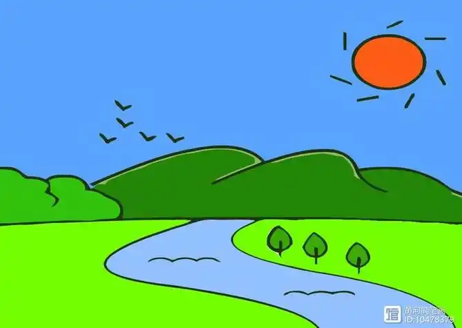 青山绿水的儿童简笔画