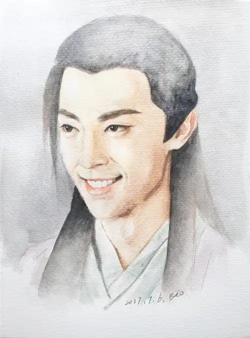 水彩手绘楚乔传人物,燕洵世子,宇文玥,萧策