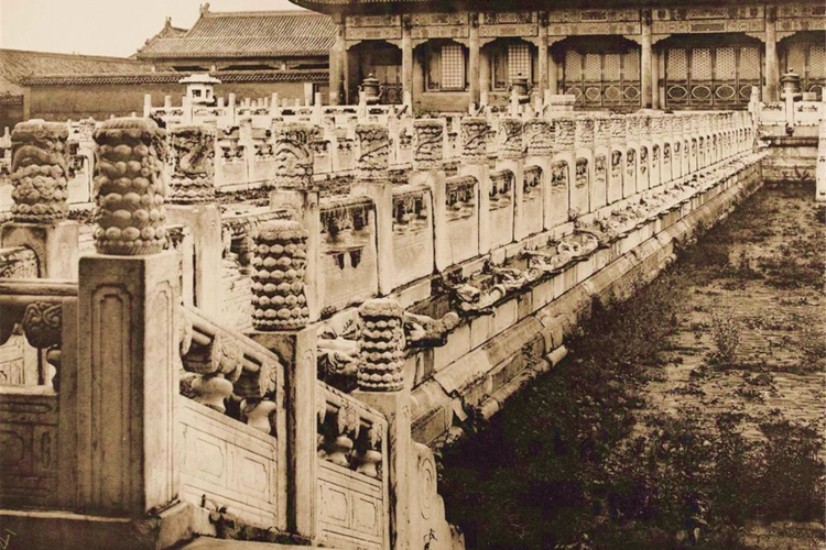 100多年前的紫禁城老照片,院子里荒草杂生,大殿卫生没人打理