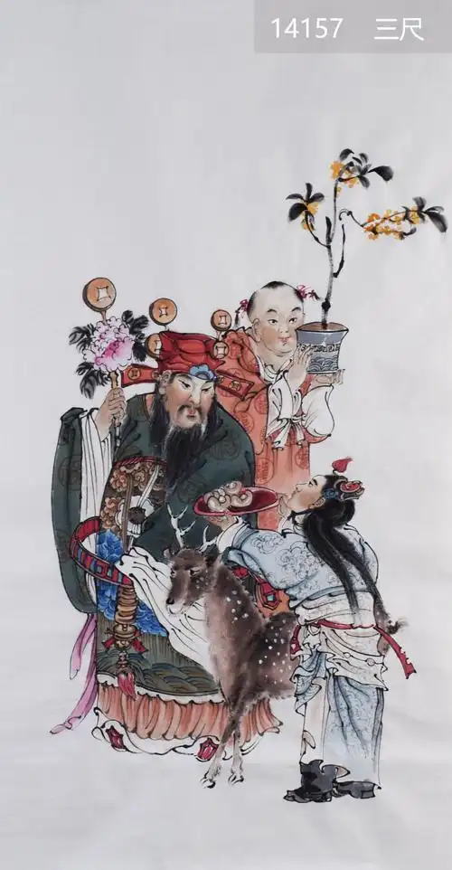 秦老师8福禄寿喜_人物_国画_装饰作品_园圆堂