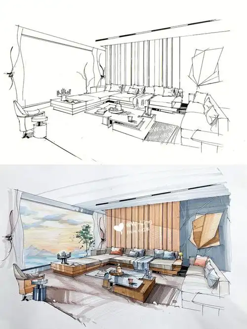 室内设计手绘效果图客厅