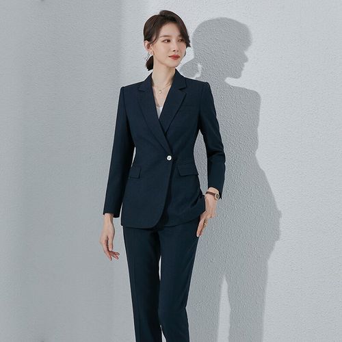 时尚气质酒店经理高端定制正装女西服职业装 藏青色【西装 九分裤】 s