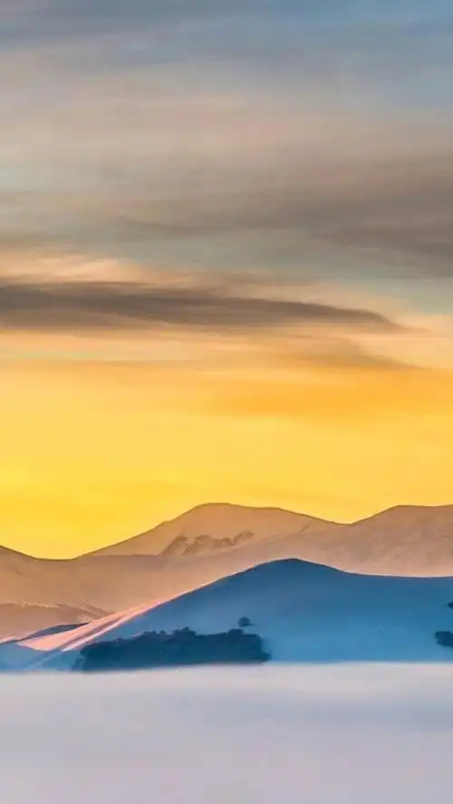 风景蓝天红云远山h5背景素材