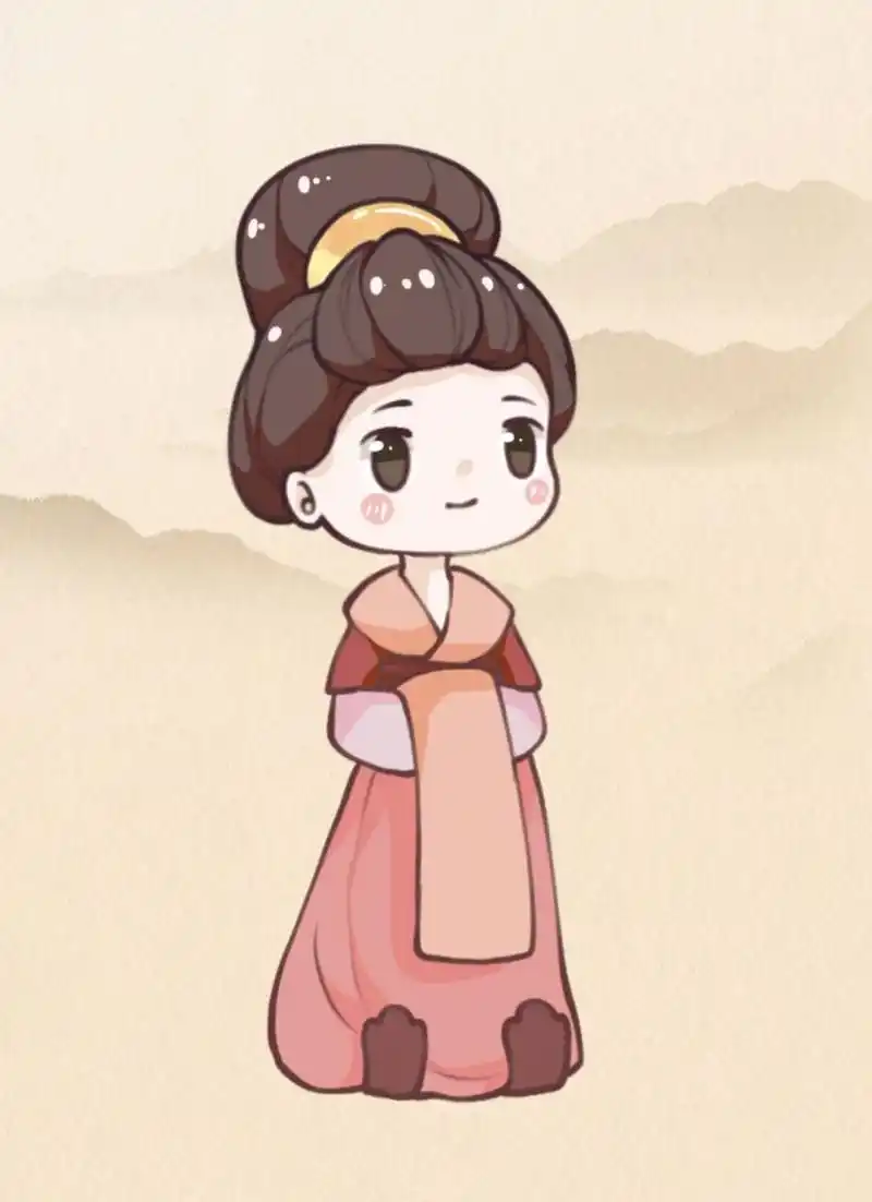 q版手绘汉服少女|古风少女简笔画 轻罗小扇,笑靥如花;海棠树下,不负