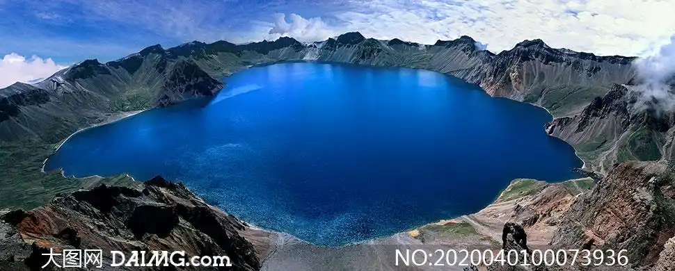 长白山天池俯视图摄影图片