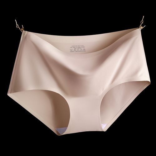 2条装无痕内裤女中腰纯色薄款夏冰丝女士内裤头一片式棉档三角裤