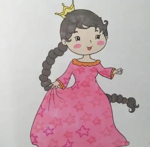 长裙美少女公主简笔画步骤简单又漂亮公主简笔画怎么画