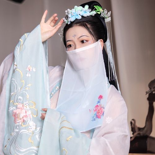 古风面纱汉服遮脸古装主播配饰网红仙气渐变发饰