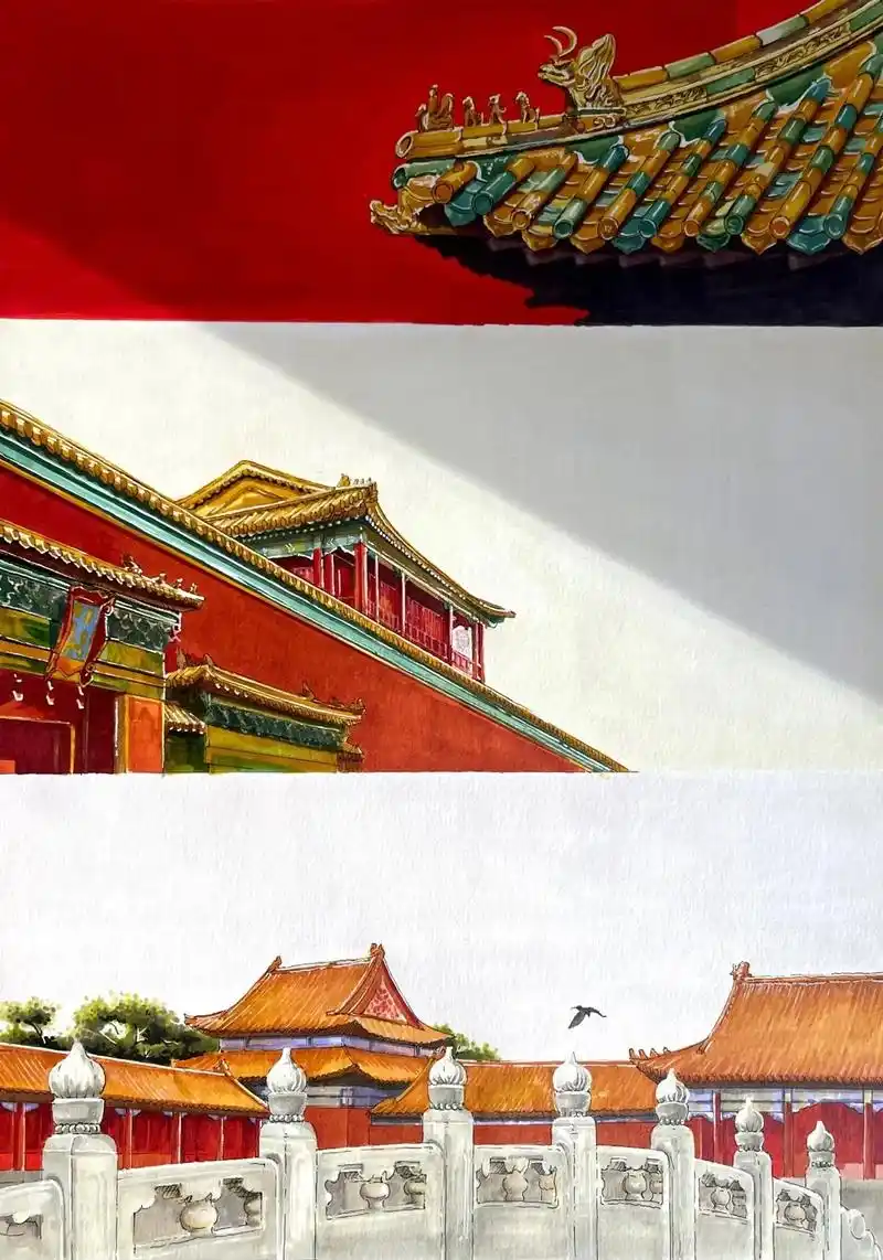 故宫博物院 #国庆节绘画 #古建筑之美 - 抖音