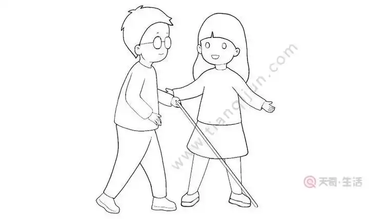 幼儿互相帮助的简笔画