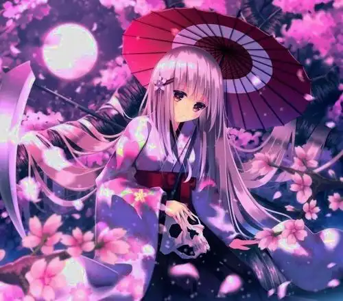 动漫樱花下美少女头像