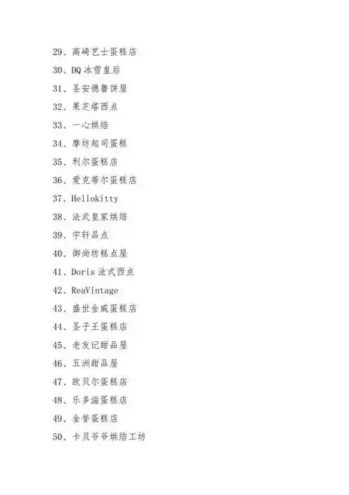 蛋糕店名字大全