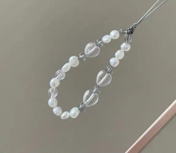 珍珠爱心手机链