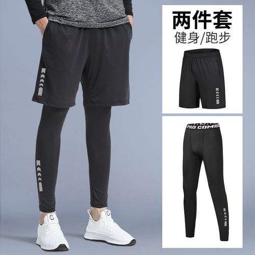 紧身裤男速干高弹健身房短裤运动套装跑步服篮球压缩训练衣服打底
