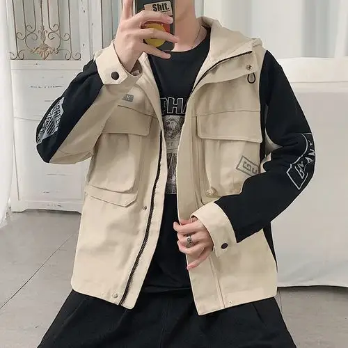 男士外套男夹克冬春秋季韩版新款工装潮流男生厚上衣宽松男装休闲