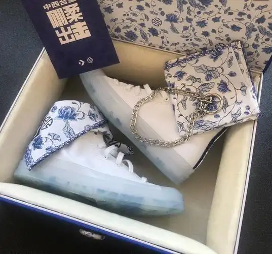 张艺兴同款蓝盒联名青花瓷1970s高帮帆布水晶底情侣休闲运动鞋莆田